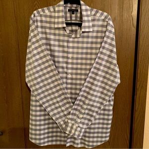 Casual shirt. Purple and grey square pattern. Excellent shape-perfect gift!